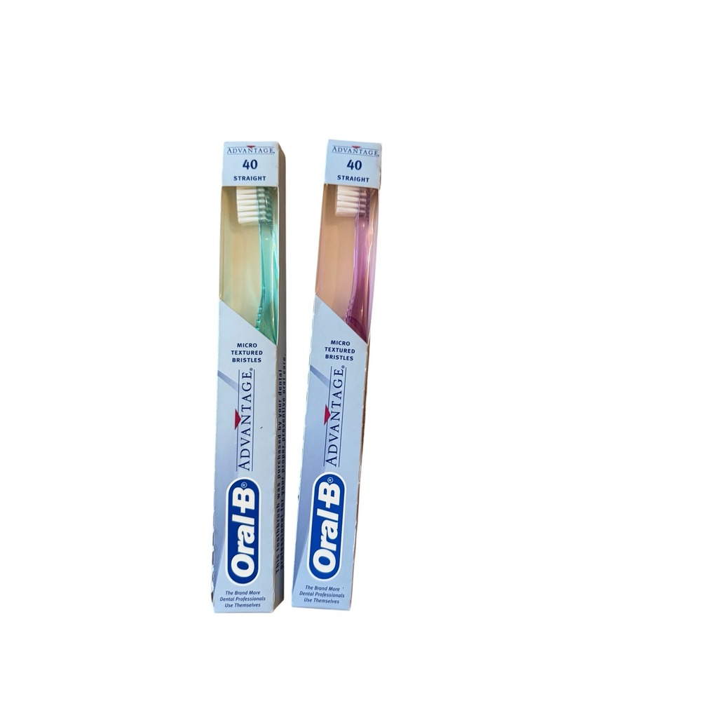 Oral-B Advantage 40 Straight Toothbrush Soft Micro Textured Bristles 2 Pack 1996